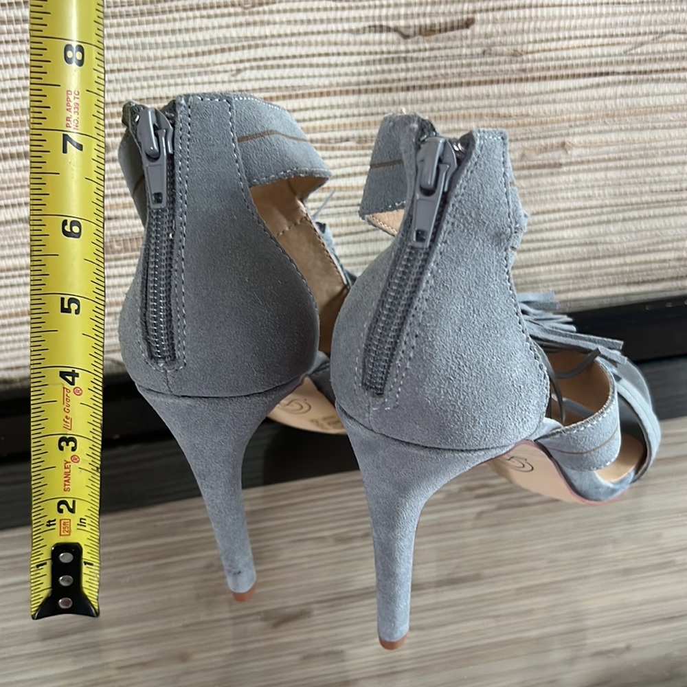 Chinese Laundry Blue Suede Shoes Tassel Stiletto Heel Sandal Womens 39 8 8.5 - Picture 7 of 7